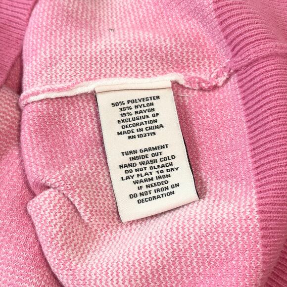 Nanette Lepore Argyle Cardigan Pearl Crew Neck Plaid Barbie Sweater, Pink - Picture 11 of 12